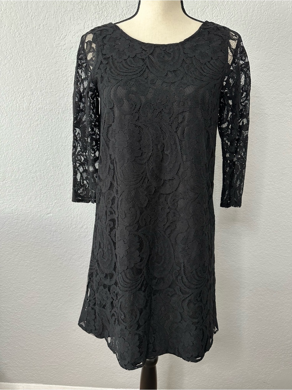 Jack by BB Dakota Black Floral Lace Shift Dress Sz XS LBD Romantic Whimsigoth